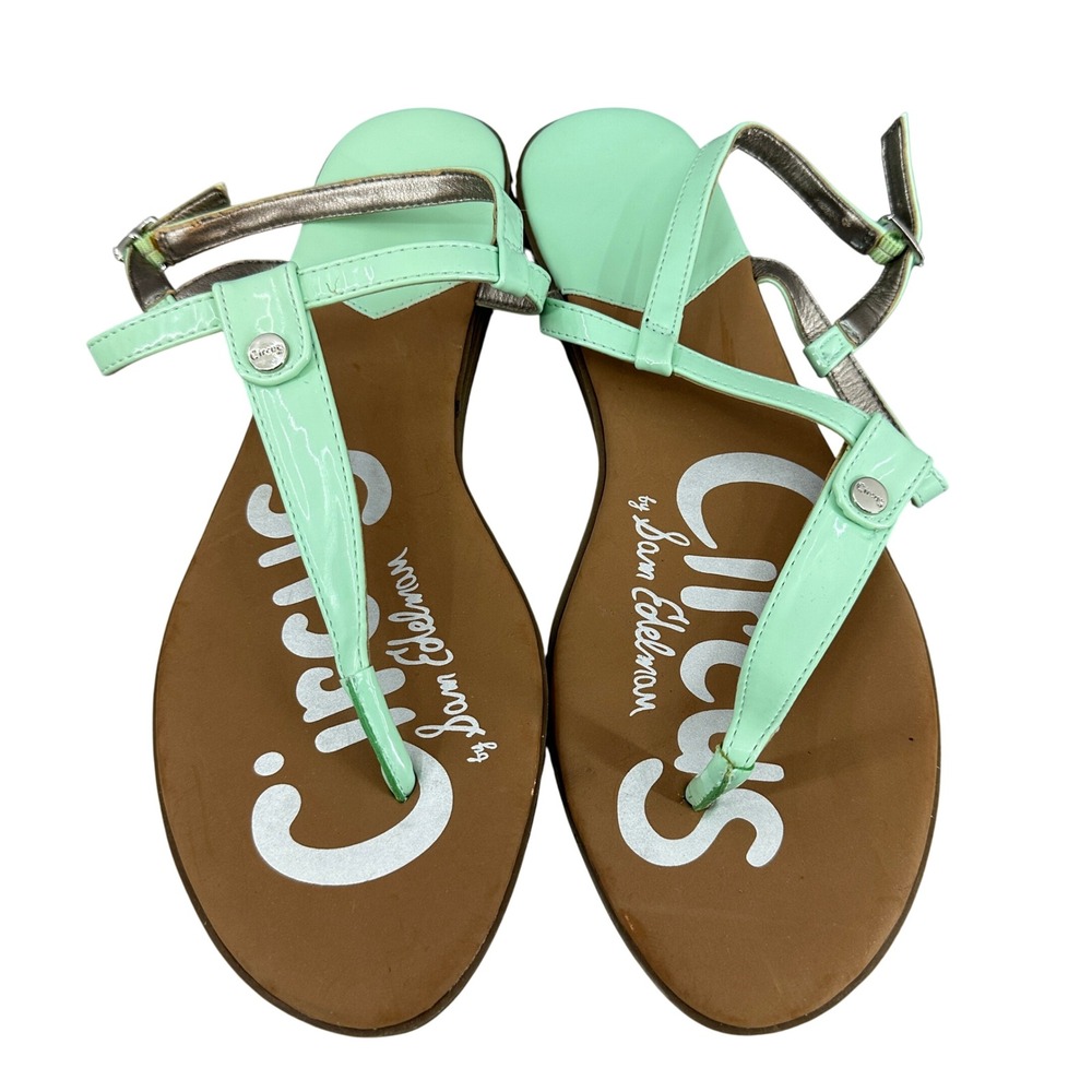 Circus by Sam Edelman Green Thong Sandals Ankle Strap Casual Flats